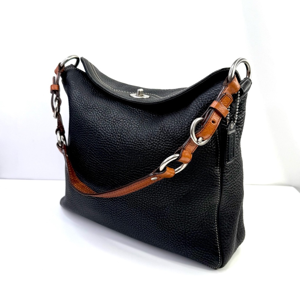 Coach Black Pebbled Leather Chelsea Turn Lock Hobo Y2K Vintage Shoulder Bag - Picture 13 of 13